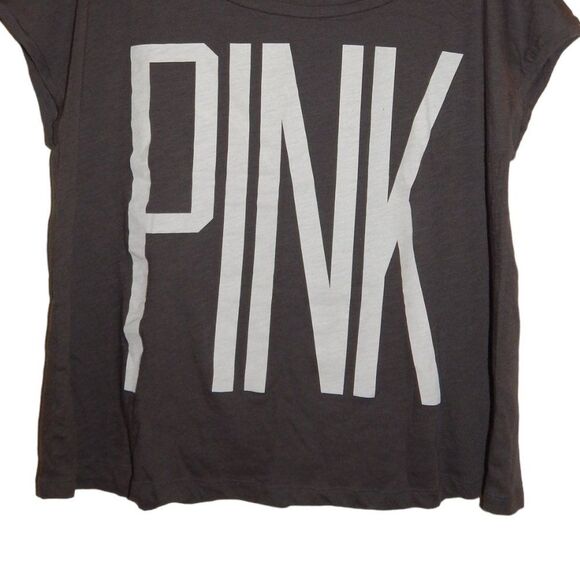 PINK Victoria's Secret Charcoal Tee with Bold Logo - Picture 3 of 11